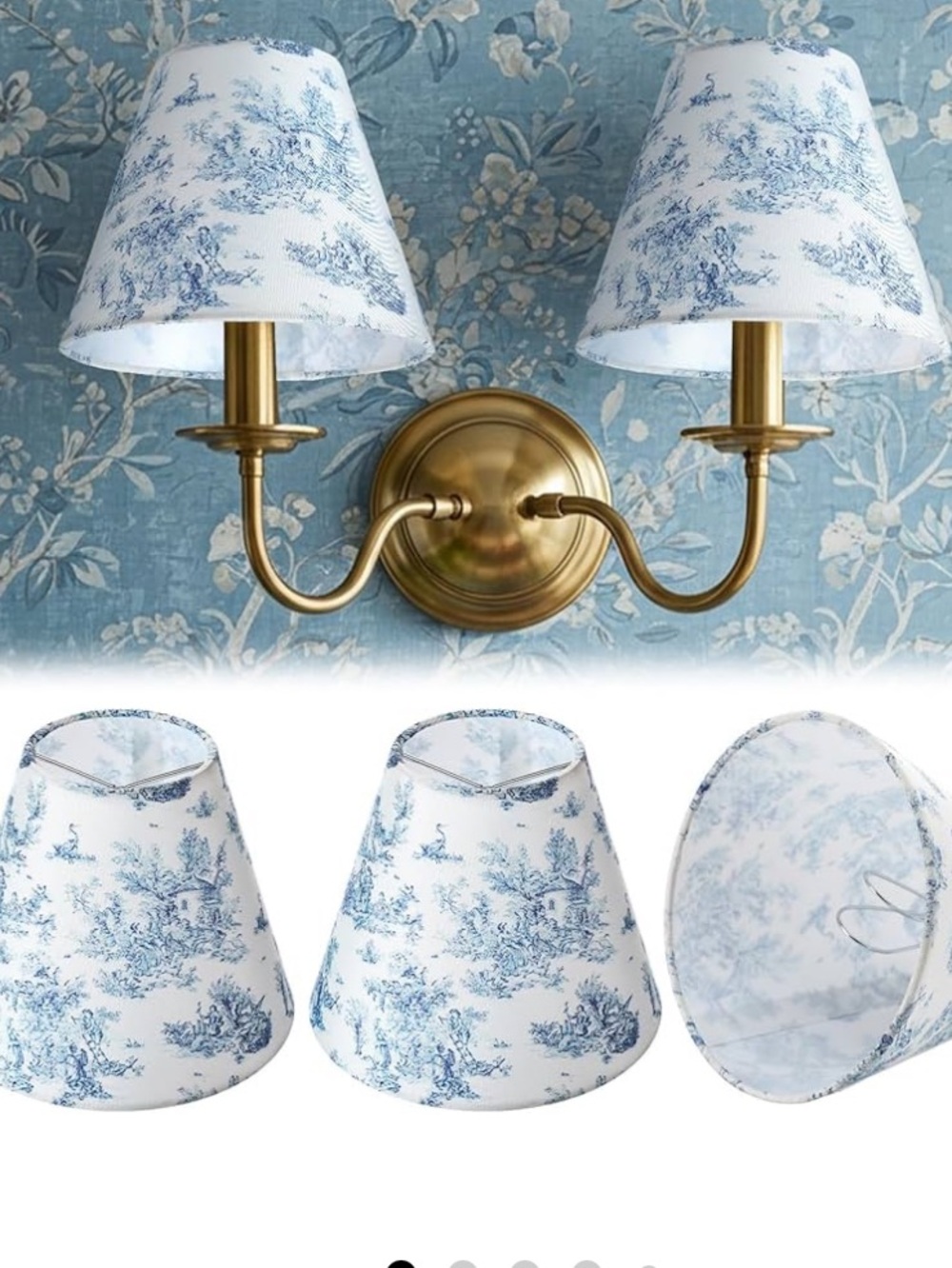 Small Lamp Shade Sconce Lamp Slant French Countryside Toile Clip Lampshade